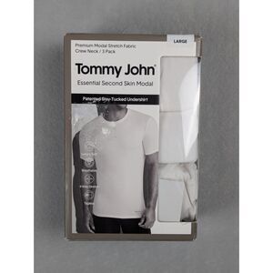 NIB Tommy John Second Skin Stay Tucked Undershirts 3-pack White Size L